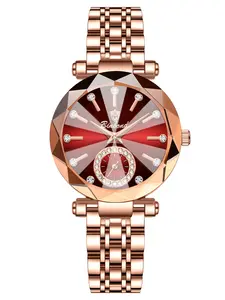 Women's Fashionable Buckle Closure Analog Quartz Watch with Alloy Case, Business Style Waterproof Mineral Glass Dial Watch with Luminous Display