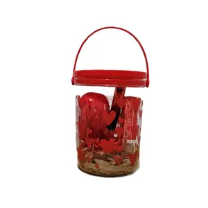 Valentine Gift Basket for Women - Clear Container with Red Top, Ideal for Gifting, Heart-Shaped Decor