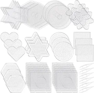Liliful 5 mm Fuse Beads Pegboards Plastic Boards Large Clear Pegboards Kits Template Beading Supplies for Craft Projects, 10 Different Shapes (45 Pcs)