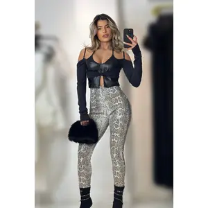 SALE Jessica Bara Leather Long Sleeve Top