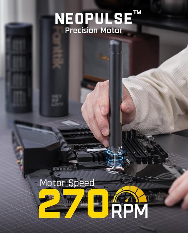 Fanttik E2 Ultra Mini Cordless Electric Screwdriver, 0.6N.M Torque, 50 Magnetic Bits, 5/32'' Hex, Magnetic Storage, Perfect for Electronics, Cameras, Laptops, and PC Repairs - Grey