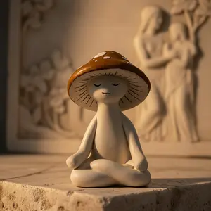 Whimsical Mushroom Resin Figurine Sculpture, Decorative Yoga Meditation Ornament, Home Office Desk Accent, Collectible Gift for Garden Room, Mother’s Day Birthday Present