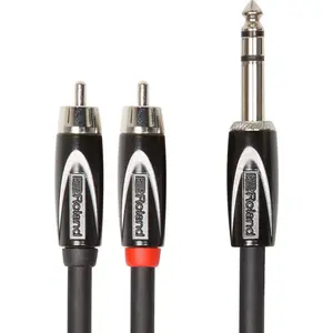 Roland RCC-10-TR2R Black Series 1/4" TRS Plug to Two RCA Interconnect Y-Cable (10')