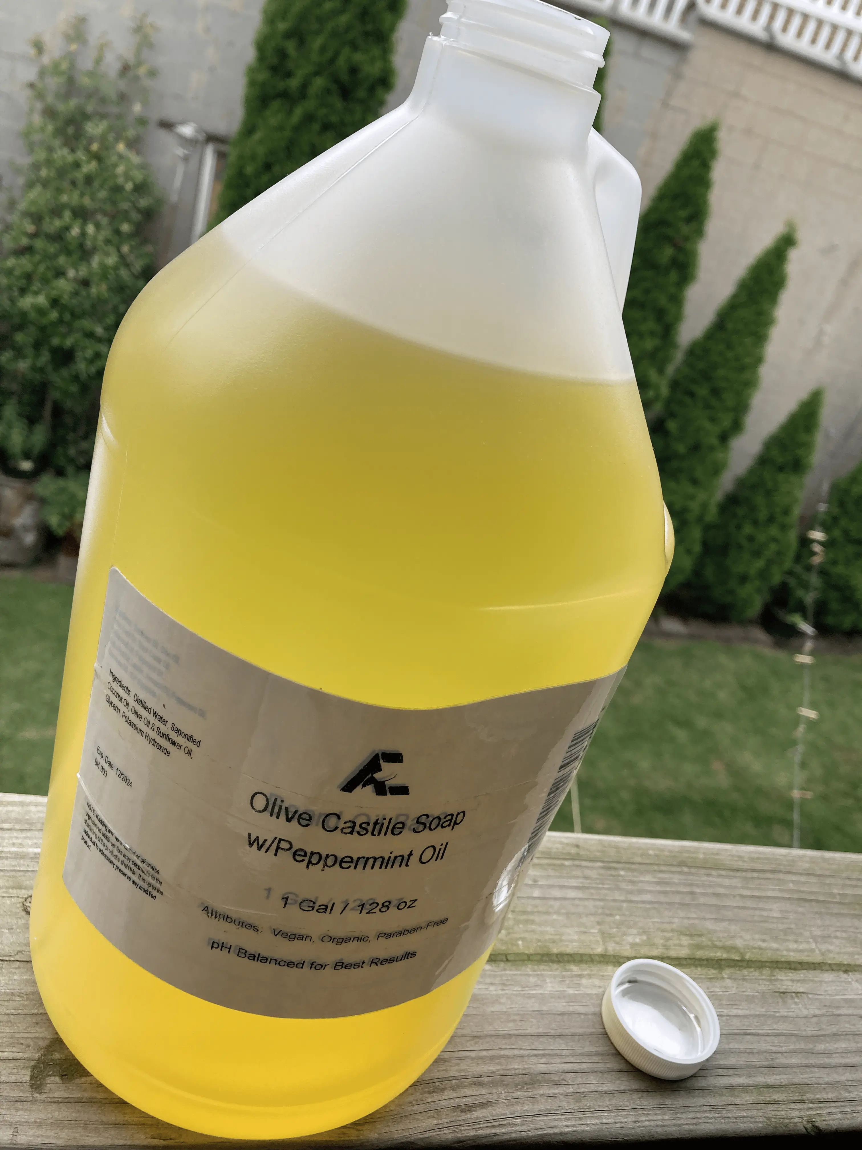 Handmade Organic Peppermint Castile Liquid Soap (1 Gal/128 oz) - Organic Body Wash, Gentle Skin Care Soap for All Skin Types with Sunflower, Olive & Coconut Oils - Sensitive Body Care, At Home Spa Use