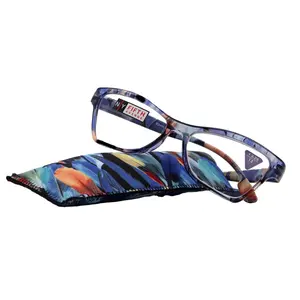 Avian,  (Premium) Reading Glasses, High-End Reader +1.25 to +3 Magnifying Eyeglass, Cat Eye (Blue n Blue) Feather Pattern. NY Fifth Avenue Unisex Lightweight