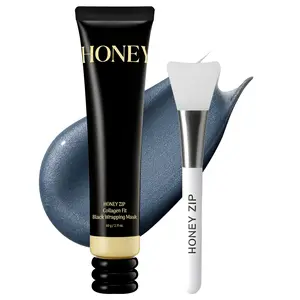 HONEY ZIP Black Collagen Peel-Off Mask with Charcoal and Honey for Deep Cleansing & Hydration, 60g – Jelly Brush Included