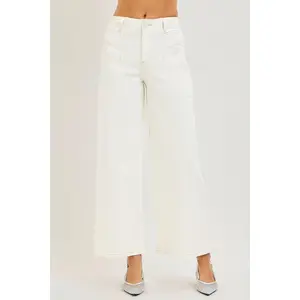 Cream Wide Leg Jeans