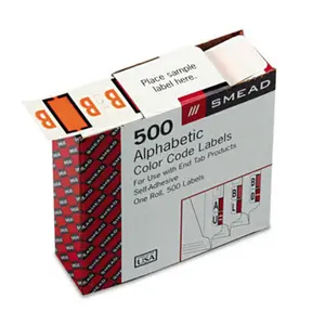 212 MAIN A-Z Color-Coded Bar-Style Laminated Paper Wrap-Around End Tab Labels, Letter B, Light Orange, 500/roll