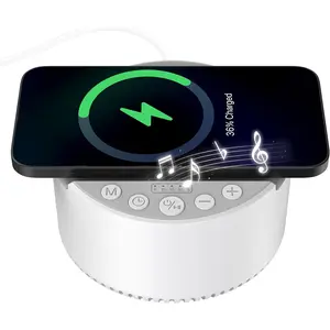 P-ADE014   Sound Machine with Wireless Charger&Bluetooth Speaker White Noise Machine with Memory Function,6 Soothing Sounds,3 Timers Modes for Baby Kids Adult & Home Office Travel