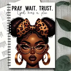 Christian Inspirational Spiral Notebook, Prayer Waiting Trust Diary, Office School Supplies, Perfect Gift for Female Friends, Daily Plan Notebook, Inspirational Quotes