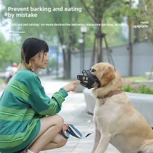 Dog muzzle anti-biting barking eating golden retriever mask corgi mouth cover small and large dog cover pet supplies