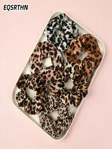 6 Pcs Gentle Brown Leopard Print Large Scrunchies Hair Accessories for Romantic Dates and Half Up Hairstyles and Weekend Outings