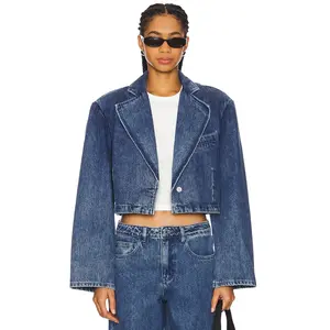 WeWoreWhat Cropped Blazer Jacket in Mid & Dark Light