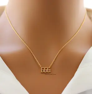 18K Gold Plated Pavé Angel Number 666 Pendant Necklace – Spiritual Balance & Inner Reflection Jewelry