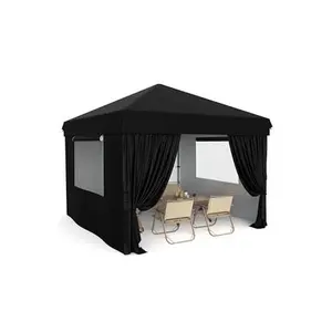 10x10 Pop Up Canopy with Removable 4 Sidewalls - Easy Up Camping Tent with One Button Push Setup - 1 Roller Bag, 3 Adjustable Height, 4 Weight Bags for Deck, Garden, Sports, Beach