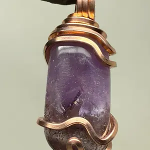 Auralite 23 Super Amethyst Copper PENDANT Rare Natural Stone Artisan Crafted Unique Design