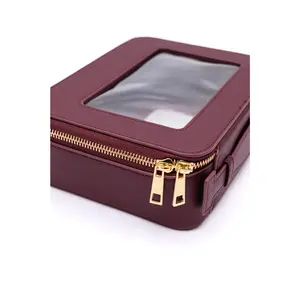 PU Leather Travel Cosmetic Case in Wine