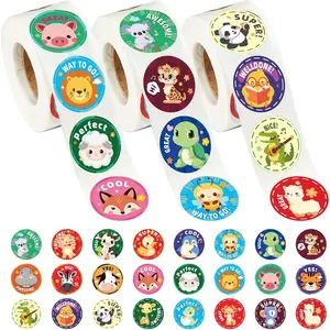 3 Rolls of  Stickers for , 1500 count Teacher Motivational Stickers Supplies for School Classroom , 24 Designs (Each Measures 1 in Diameter)