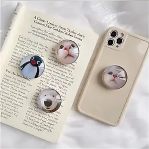 3D Cat Dog Clear Ball New Mobile Phone Holder Bracket Expanding Stand Finger Holder for IPhone Huawei Phone Accessories Grip