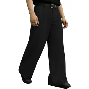 Susclude Mens Baggy Linen Pants Wide Leg Oversized Pleated Dress Slacks Casual Loose Fit Y2k Street Stylish Trousers
