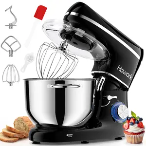 Vertical Mixer, 660W 6+P Tilt-Head Food Dough Mixer, Kitchen Electric Mixer, Equipped with 6.5QT Stainless Steel Bowl, Dough Hook, Mixer Beater, Whisk, and Egg White Separator
