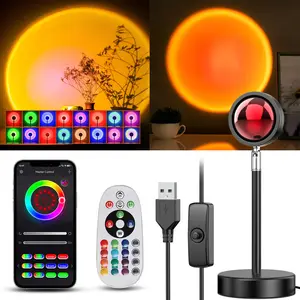 Sunset Lamp, 16 Colors Sunset LED Projector, Sunset Lamp for Bedroom USB Decorative Light Ambient Lighting  Mood Light for Photo Interiors