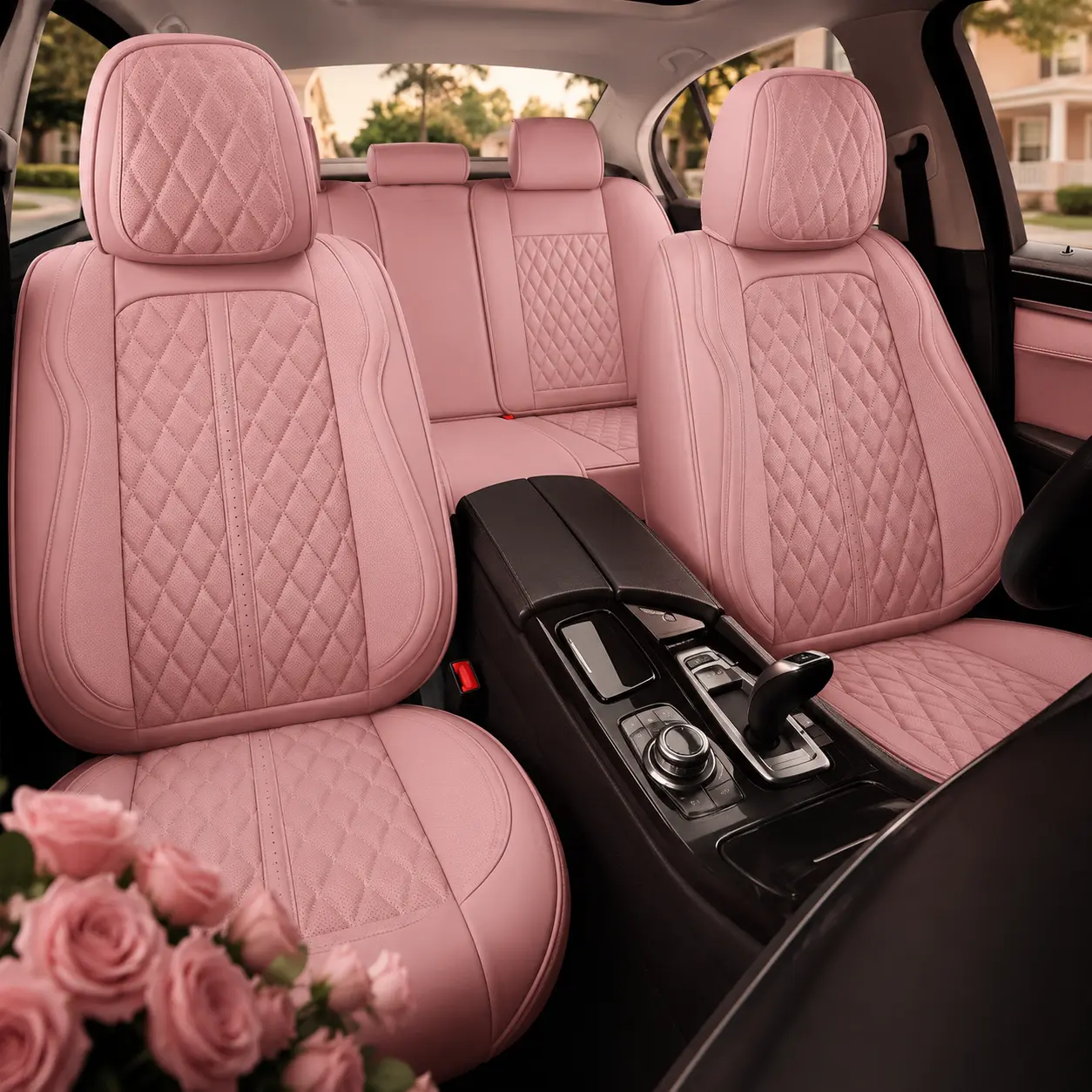 GEEYAN Full Coverage Waterproof Leatherette Car Seat Covers Full Set, Seat Covers for Trucks Sedans, Car Interior Accessories (Green BJ01), Seat Covers For Cars