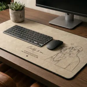 Personalized Dad Desk Mat – Custom Photo & Text Mouse Pad, Daddy and Me Office Desk Gift for Dad