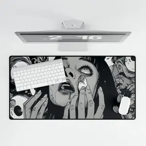 Anime Horror Desk Mat Gaming Mouse Pad Creepy Manga Aesthetic XXL Keyboard Pad Goth Otaku Desk Setup Accessories Gift – FASTSHIPPING