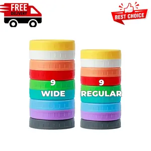 18 Pack 9 Wide & 9 Regular Mouth Mason Jar Lids with Silicone Sealing Rings