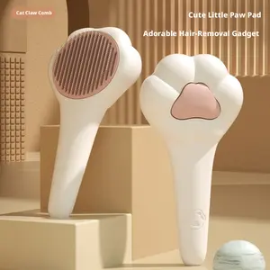 Cute Cat Claw Self-Cleaning Pet Brush, One-Touch Fur Removal, Massage Grooming Comb for Cats & Dogs