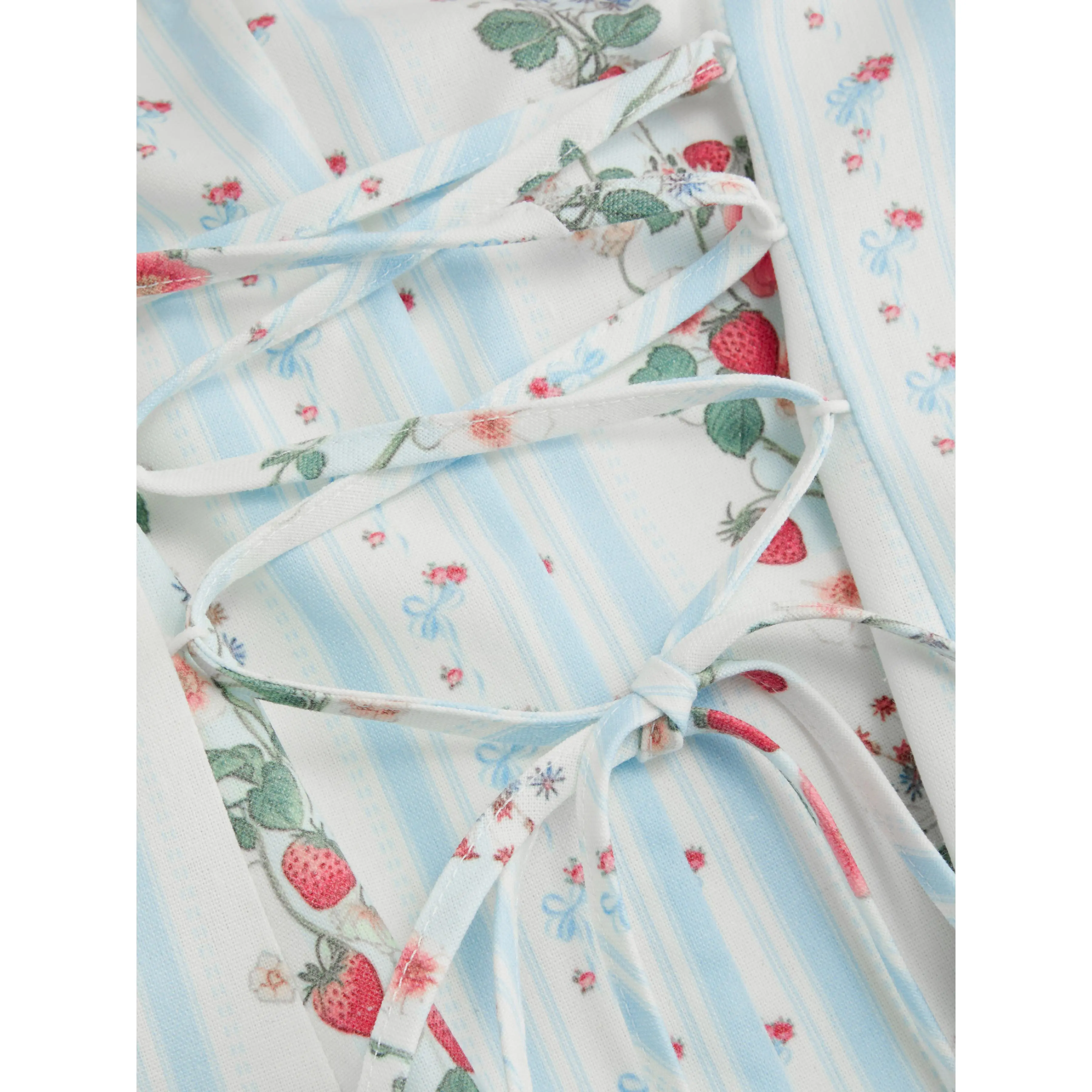Cider [size 0-10] Linen-blend Halter Neckline Strawberry Floral Lace Up Ruffle  Mini Dress SwimWeek - TikTok Shop