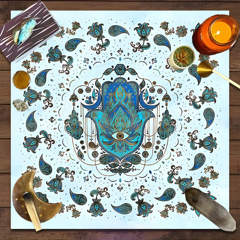 Mystic Seer Celestial Chalice Design Square Tarot Tablecloth, Witch-style home decor Altar Cloth Multiple Sizes Polyester Fabric, Easy to Clean and Maintain Decorative Divination Cloth for Spreads & Rituals Gift for family and friends