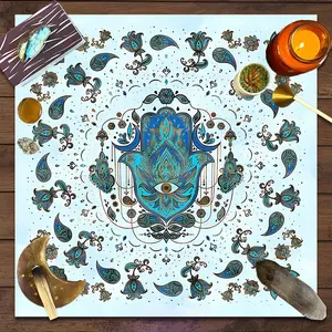 Mystic Seer Celestial Chalice Design Square Tarot Tablecloth, Witch-style home decor Altar Cloth Multiple Sizes Polyester Fabric, Easy to Clean and Maintain Decorative Divination Cloth for Spreads & Rituals Gift for family and friends