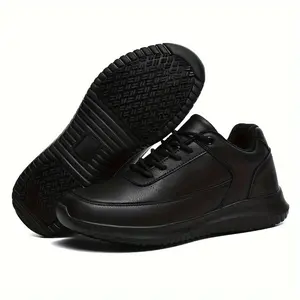 Men's and women's non-slip chef shoes, work shoes, black basic shoes for all seasons, soft-soled comfortable sneakers, walking shoes