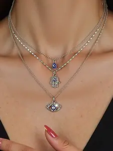 Women's Layered Necklace Set, Devil Eye Design, 3-Piece Boho Style Jewelry Collection, Stylish Accessory for Daily Wear, Perfect Gift Idea, Fashion Jewelry Accessories