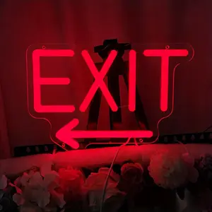 Exit Sign Exit Neon Signs for Wall Decor LED Exit Sign Lighted Exit Sign Exit Sign Room Decor Emergency Lights for Business Restaurant Shopping Mall Supermarket Hotel Office