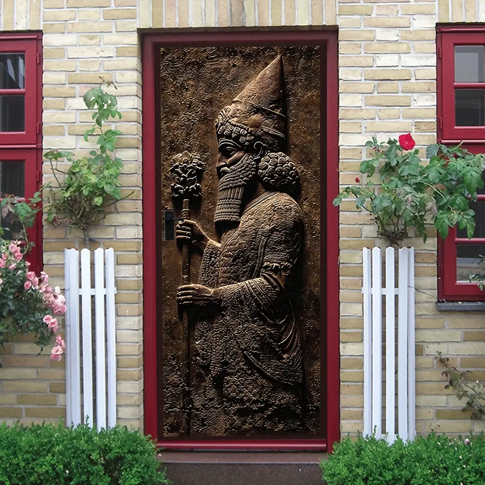2pcs Ancient Assyrian Empire Style Relief Wall Sticker Home Decor Art Decal Living Room Bedroom Wall Creative Mural Removable Waterproof Self Adhesive Wallpaper Historical Culture Theme Wall Decoration