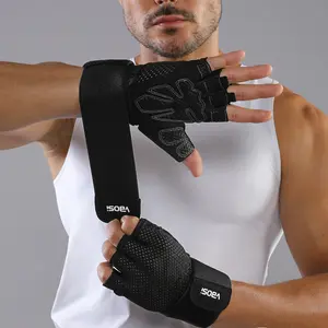 Breathable Half-Finger Sports Gloves, Adjustable Wrist Straps, Non-Slip, Shock-Absorbing, Gym & Cycling Gloves for Men & Women, Gym Accessories