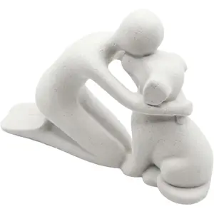 Dog Dad Gifts for Men, Cute Figurines Statue,Unique Mini Shelf Decor for The Home,Room,Bathroom,Office,Lovely Decorations for Dogs Lover (Sanded White)