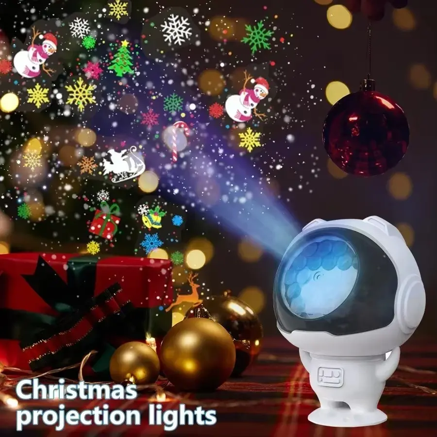 Astronaut Projector LED Night Light Christmas Film Projector Lights Gift Water Ripple Lamp Festive Party Room Decor US Plug LED Night Light Projection
