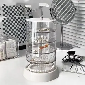 Simple Design Storage Box, Jewelry Box, Rotating Bracelet Case, Transparent Buddha Beads Display Box, Elastic Band Organizer