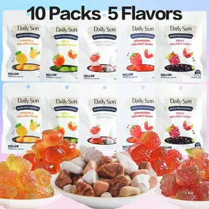 Pineapple, Strawberry, Apple, Grape & Stone Fruit Flavor Gummies - 1.23oz (35g) 10 Pieces Individually Packaged in Soft & Chewy Texture