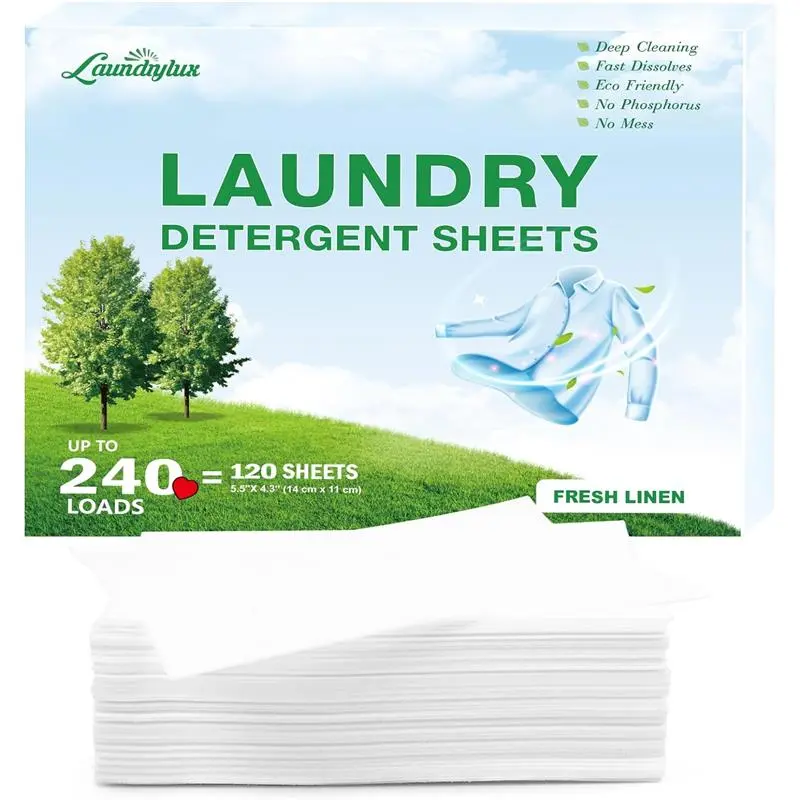 120 Sheets Laundry Detergent Sheet Natural Ingredients 240 Loads