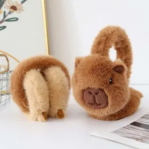 Cute Plush Winter Ear Muffs with Cartoon Design, Foldable Capybara Style for Cold Protection, Soft Warm Earmuffs for Kids and Adults, Ear Protectors