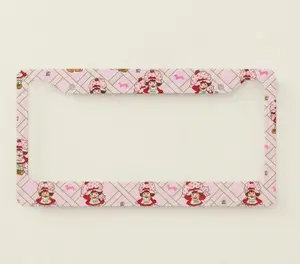 Strawberry Shortcake Pink 2 License Plate Frame – Cute Kawaii Car Plate Holder, Car Accessories