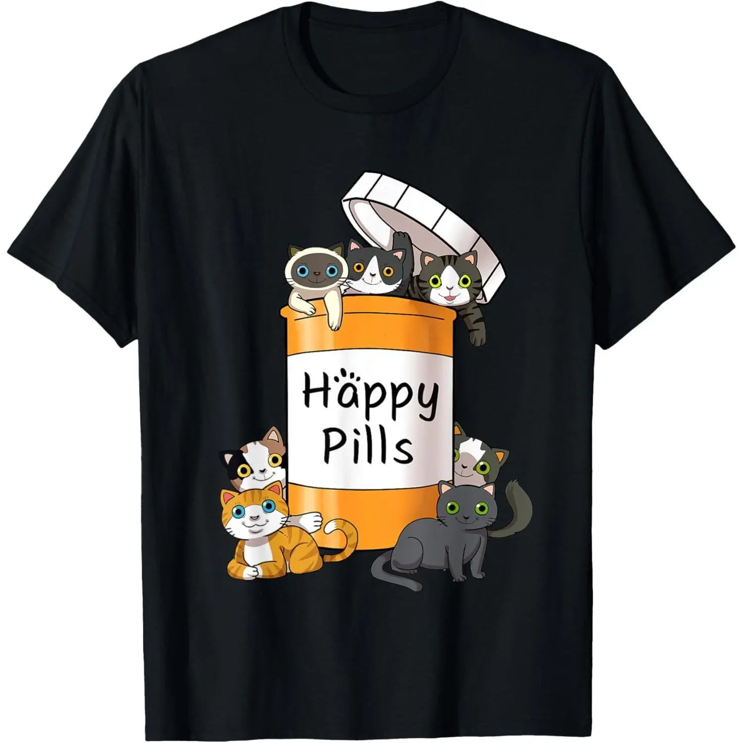Awesome Cat T-Shirt Kitty Lovers Shirt Happy Pills Shirt T-Shirt