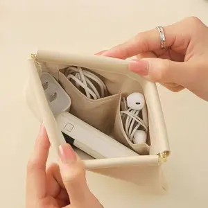 Data Cable Organizer Bag, Lipstick Cosmetics Sorting Pouch, Glasses Case, Auto-Close Portable Charger Storage Bag