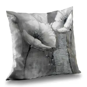 Begin Home Decor C1PT1414YJ6EHN 14 x 14 in. Industrial Monochrome Flowers - White Botanical Throw Pillow