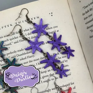 Harry Potter Inspired Star Earrings | HP Book Page Stars | Popart Jewelry | 3D Printed Custom Paige’s Purlieu Design | Wizarding World Jewelry | Bright Eye-Catching Lightweight Drop Dangles | Fun Unique Gift | Nerdy Booktok Throwback Nostalgia